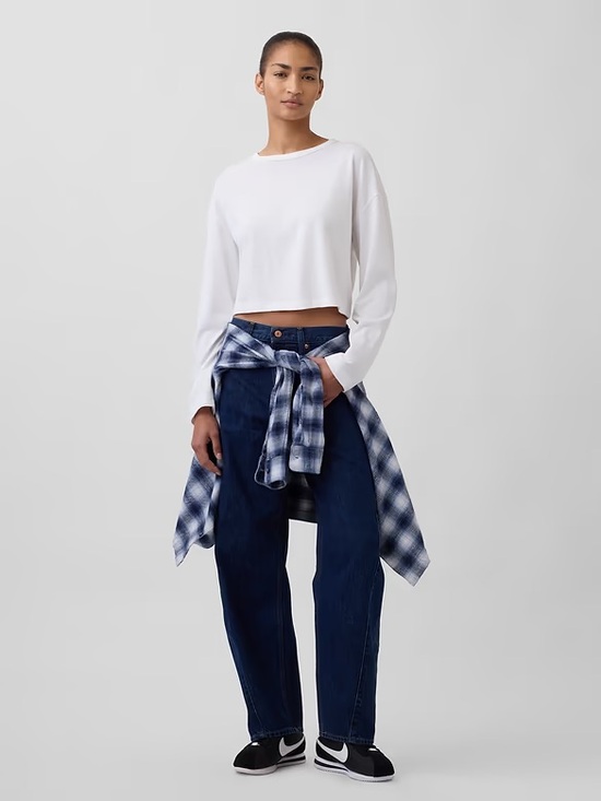 GAP Denim - GAP High Rise Barrel Jeans | Dark Rinse